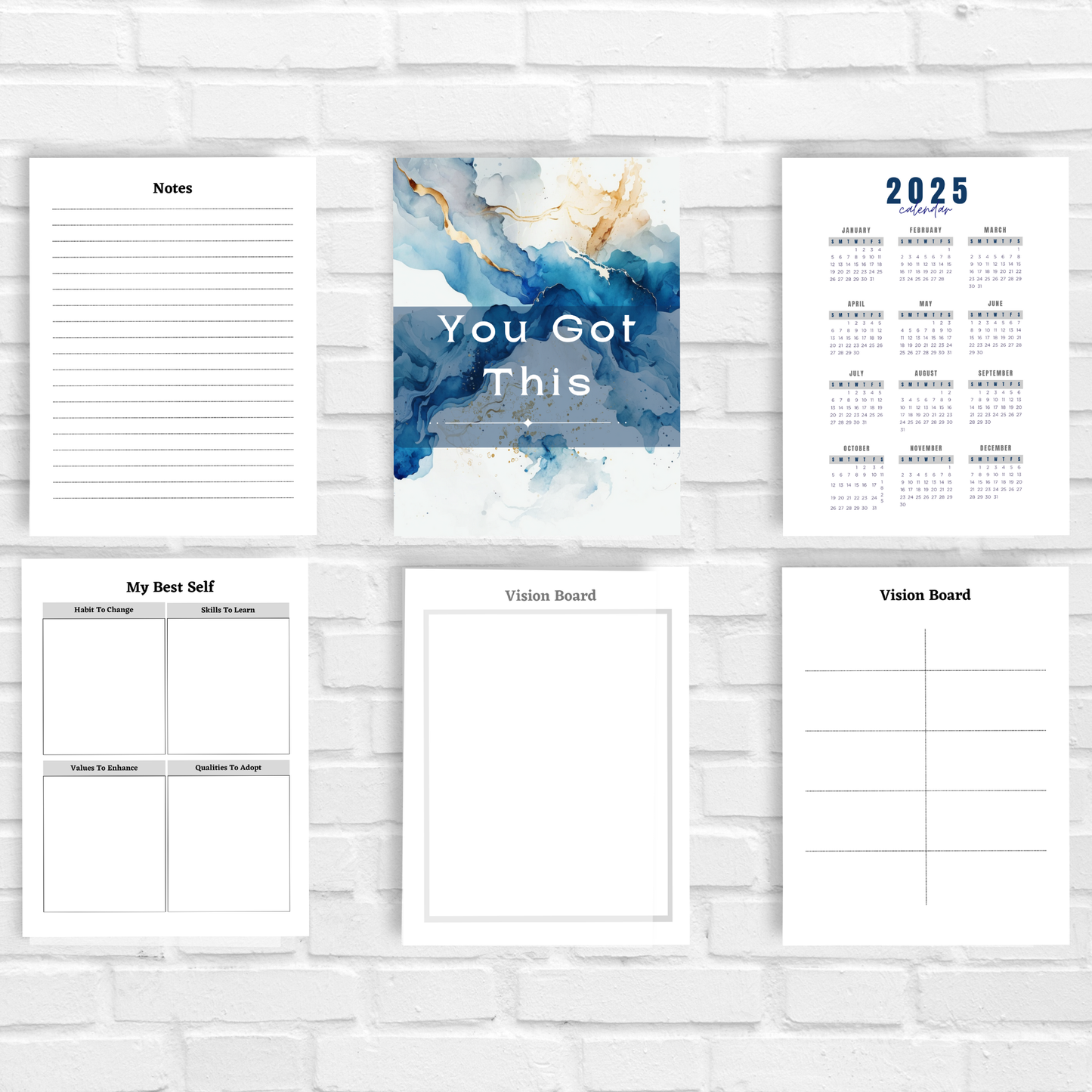 2025 Digital Vision Board Planner/Editable Canva Template/ undated/ Printable/ GoodNotes