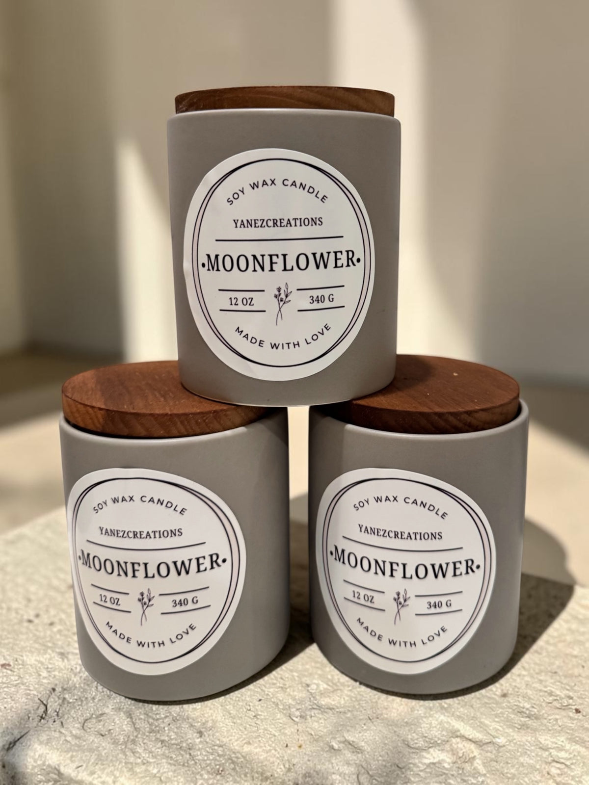 Moonflower Nectar Soy Candle | Stone Ceramic Tumbler Candle | Luxury Home Fragrance | Floral Scented Candle | Modern Home Decor Gift