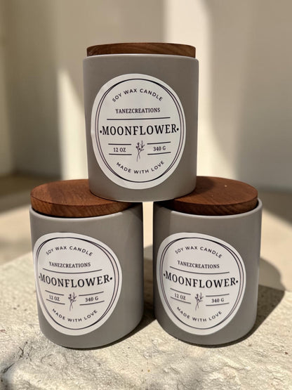 Moonflower Nectar Soy Candle | Stone Ceramic Tumbler Candle | Luxury Home Fragrance | Floral Scented Candle | Modern Home Decor Gift