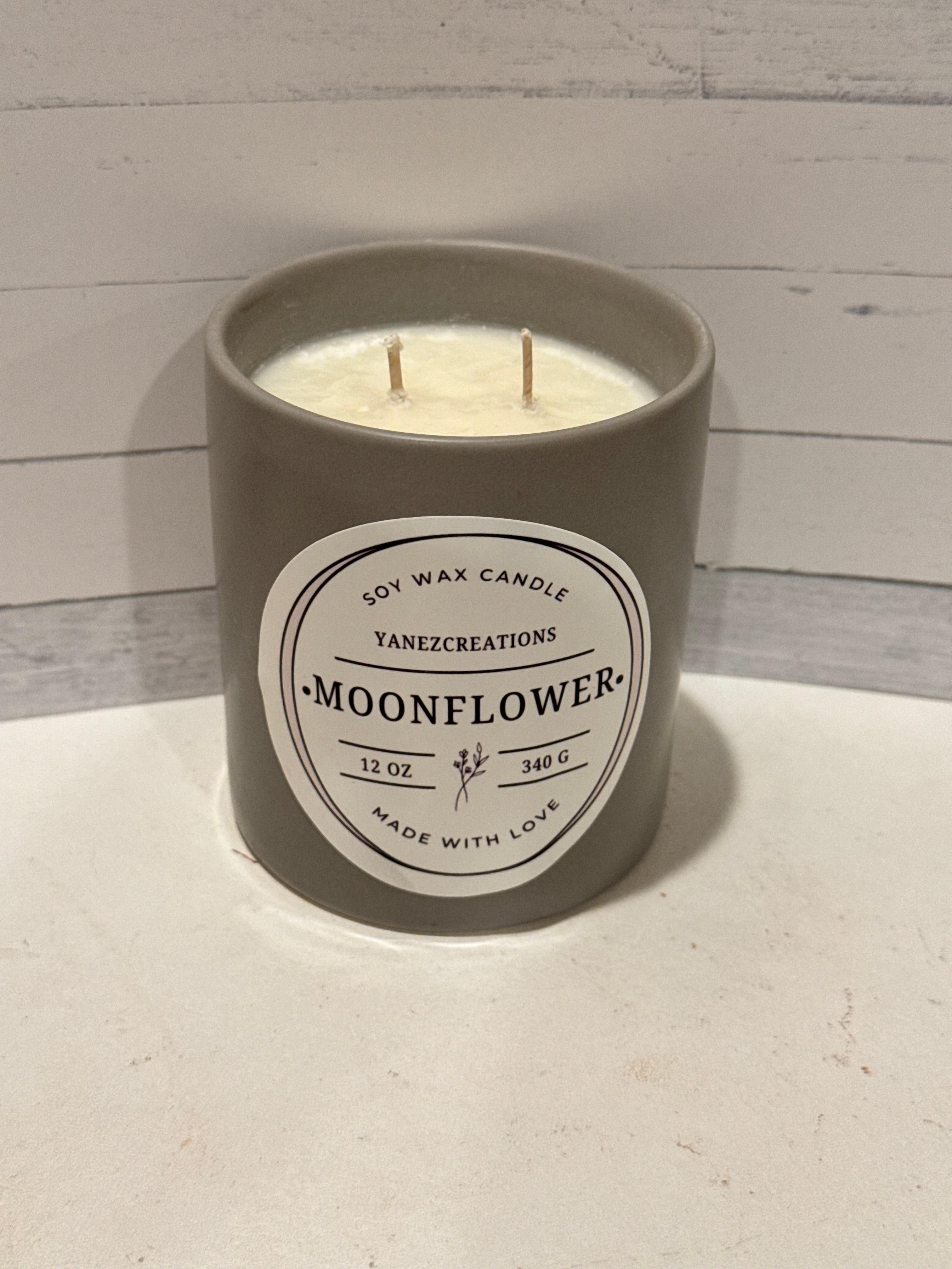 Moonflower Nectar Soy Candle | Stone Ceramic Tumbler Candle | Luxury Home Fragrance | Floral Scented Candle | Modern Home Decor Gift