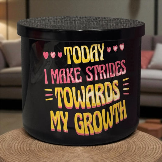 Motivational 3-Wick Candle – “Today I Make Strides Towards My Growth”