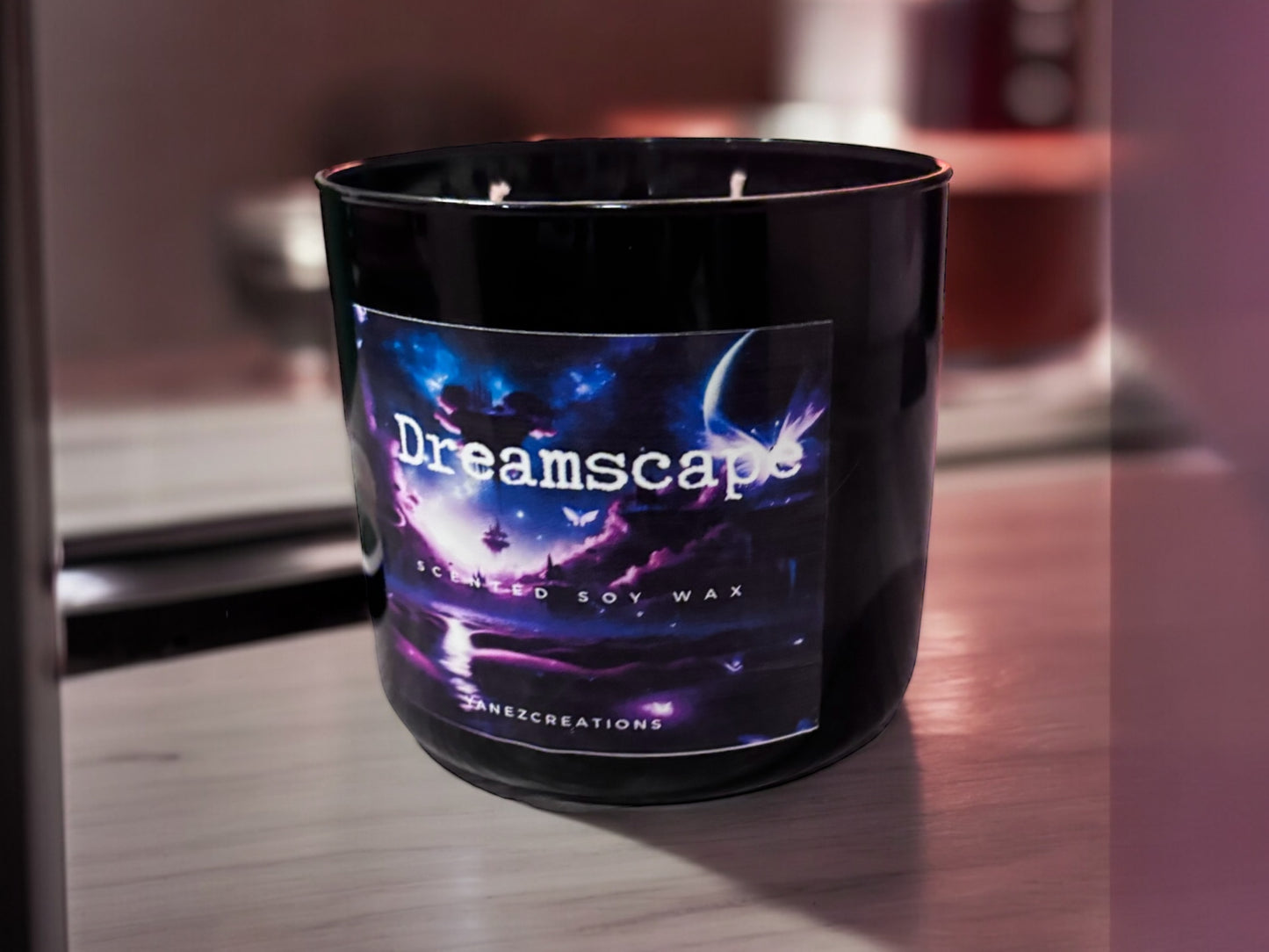 Crystal Dreamscape 3-Wick Soy Wax Candle / Lavender & White Sage / Amethyst Crystal / Relaxation & Meditation