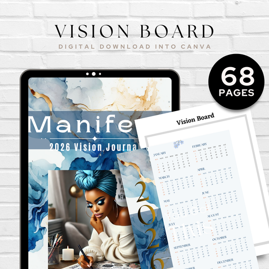 2026 Digital Vision Board Planner/Editable Canva Template/ undated/ Printable/ GoodNotes