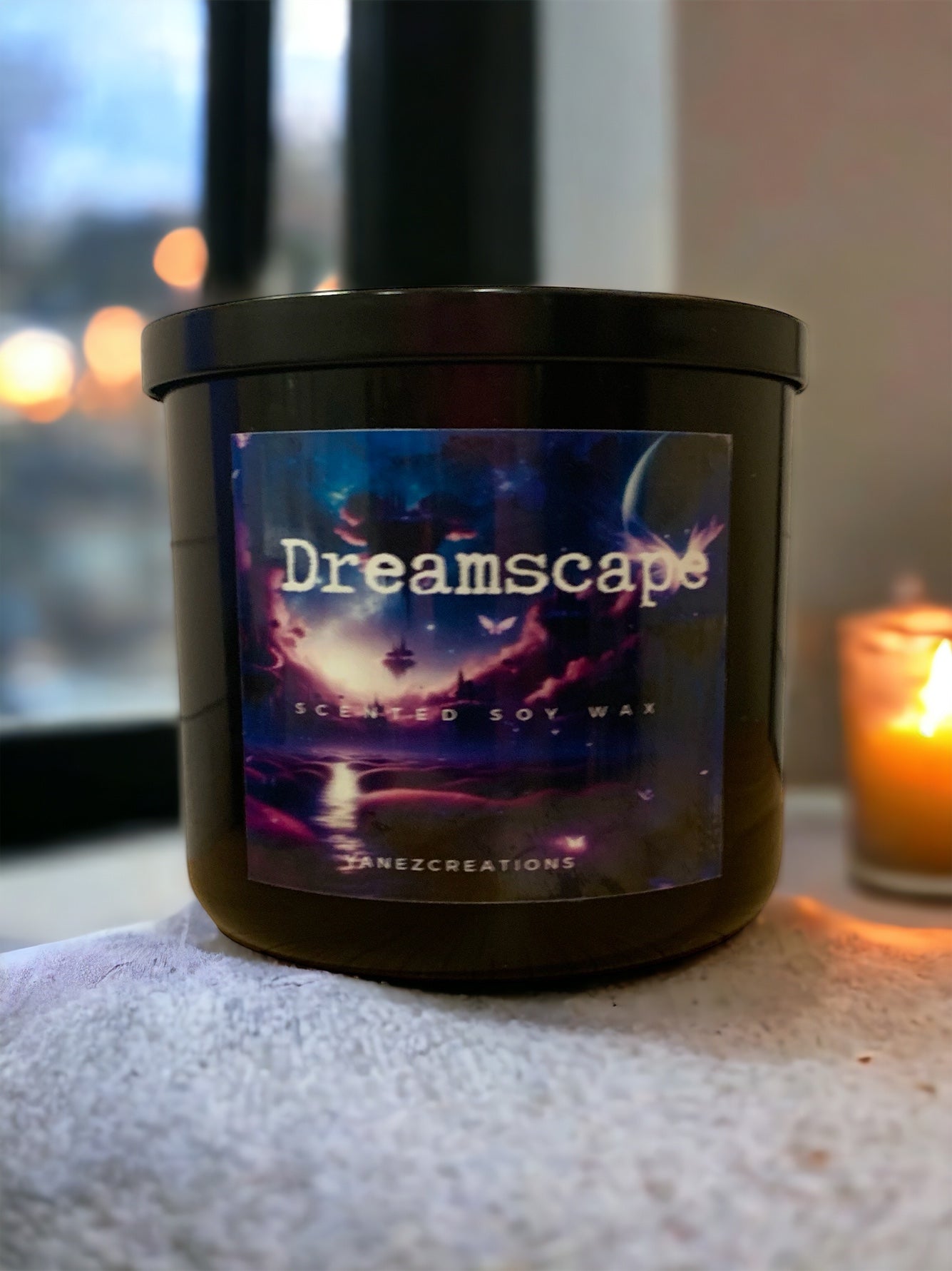 Crystal Dreamscape 3-Wick Soy Wax Candle / Lavender & White Sage / Amethyst Crystal / Relaxation & Meditation