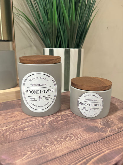Moonflower Nectar Soy Candle | Stone Ceramic Tumbler Candle | Luxury Home Fragrance | Floral Scented Candle | Modern Home Decor Gift