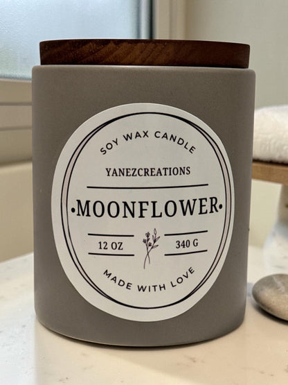 Moonflower Nectar Soy Candle | Stone Ceramic Tumbler Candle | Luxury Home Fragrance | Floral Scented Candle | Modern Home Decor Gift