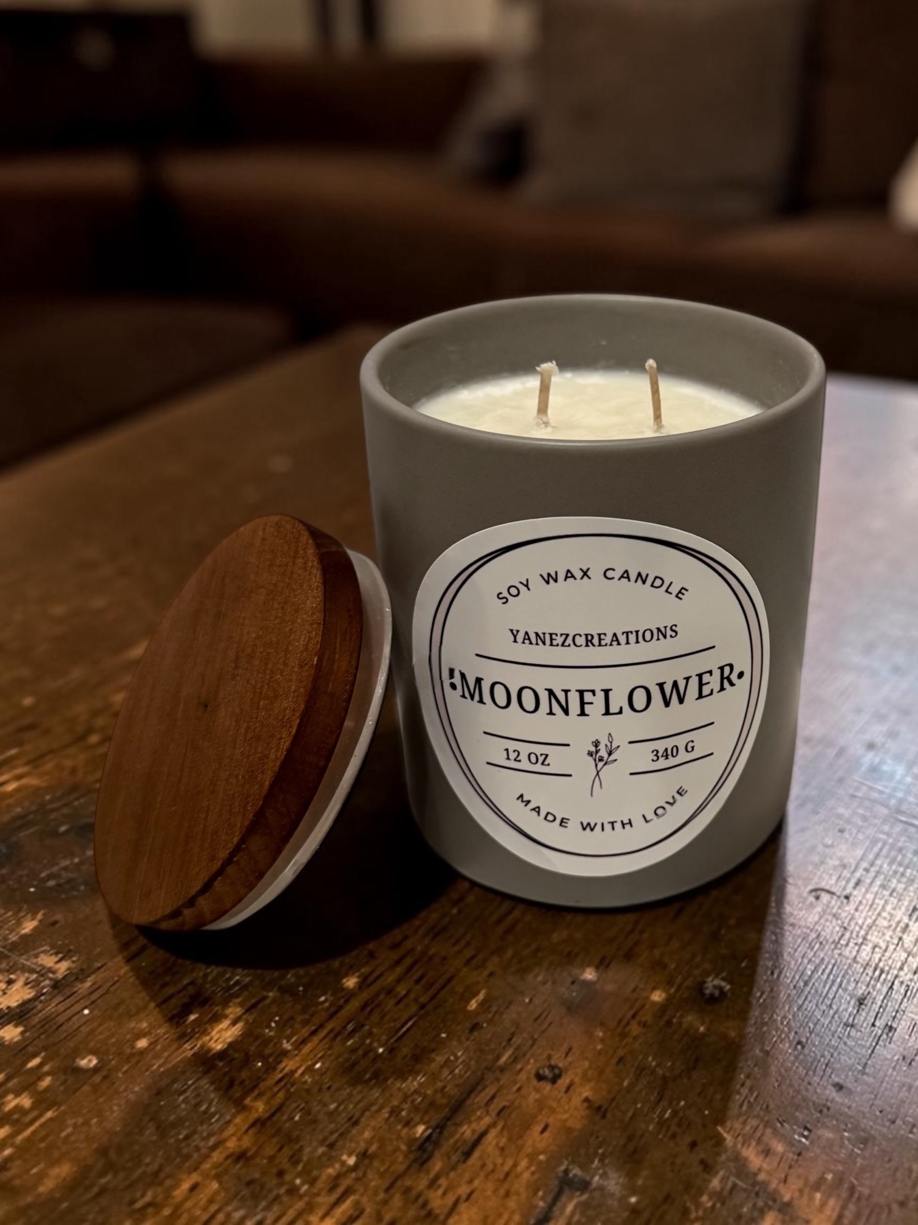 Moonflower Nectar Soy Candle | Stone Ceramic Tumbler Candle | Luxury Home Fragrance | Floral Scented Candle | Modern Home Decor Gift